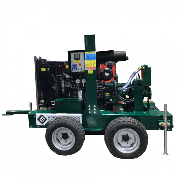 Towable diesel pump unit for sewage and irrigation