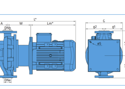 Detail on the dimension of the EIP in-line pump