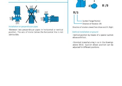 Schéma de la pompe EIP-ECO-SNM centrifuge horizontale industrie capacité 600 m³/h, permet le transfert de liquide dans diverses applications industrielles.
