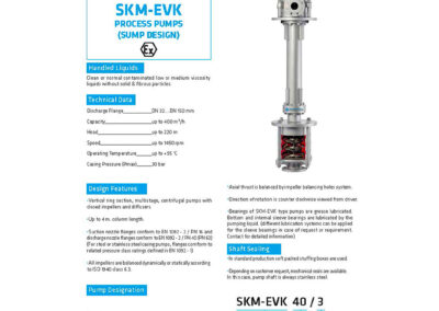 Fiche technique Pompe réseau centrifuge multicellulaire EIP-SKM-EVK pour transfert sécurisé de liquides industriels dans des applications normées et variées